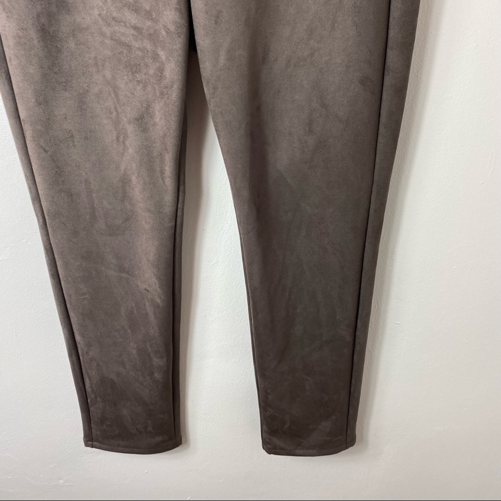 J. Jill Womens M Solid Brown Faux Suede Fitted Legging Pants - Picture 2 of 5
